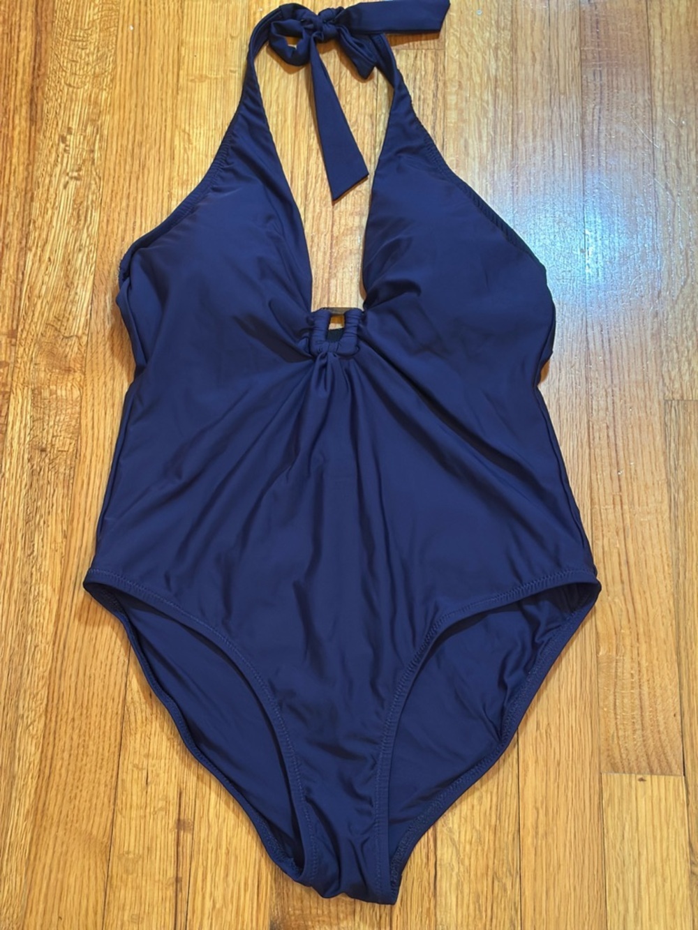 Helen Jon Women's Resort Plunge turquoise Halter  One-Piece Swimsuit Sz L(k11)